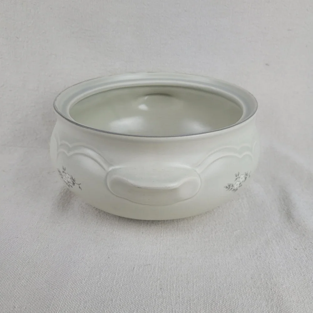 Pfaltzgraff Heirloom 2 Qt Round Casserole Dish 315 Gray Floral Stoneware‎ USA